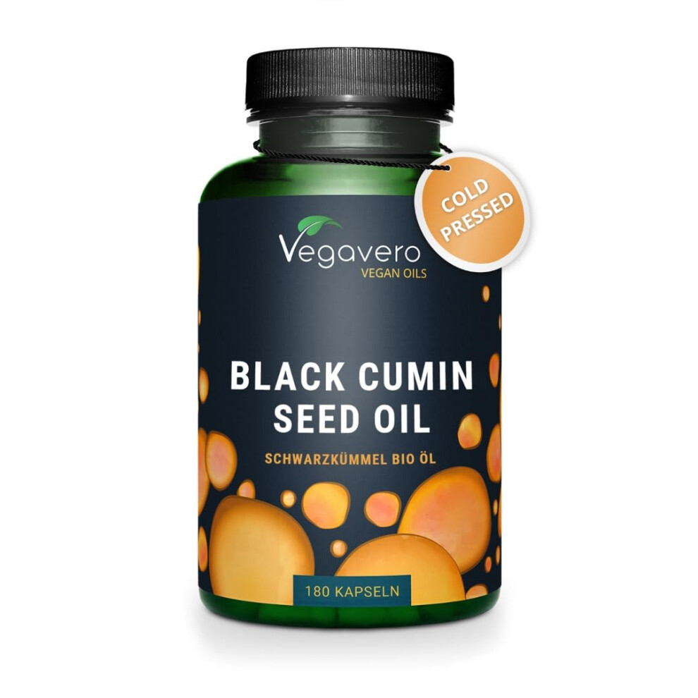 Vegavero Organic Black Cumin Seed Oil 1000 Mg | Cold Pressed | 180 Capsules | Nigella Sativa | High Strength Thymoquinone & Linoleic Acid | No