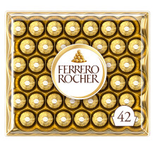Ferrero Rocher Pralines, Chocolate Gifts, Large Chocolate Box Covered in Milk Chocolate and Nuts, Box of 42 (525g)