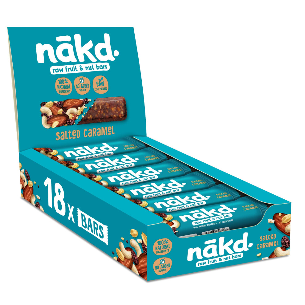Nakd Salted Caramel Natural Fruit & Nut Bars - Vegan - Healthy Snack - Gluten Free - 35G X 18 Bars