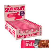 The Gut Stuff High Fibre Fruit & Nut Bars ? Gut Friendly Snack, Gluten Free, Vegan, Low Calorie, All Natural - Raspberry & Coconut, 12 x 35g Box
