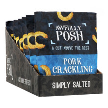 Awfully Posh Pork Crackling (10x40G) | Simply Salted Delightful Pork Crackling Snack | Made Using Prime Cuts, No Nasties | A Bag of Perfectly Even