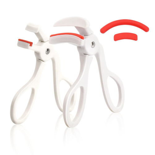 Wide-Angle & Partial Eyelash Curler Combo Set - 2 Silicone Pads, Comfortable Grip, 24-Hour Curl