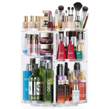 Auxmir Makeup Organiser, 360 Degree Rotating Cosmetics Organiser for Skincare Lipsticks Perfumes Brushes, Spinning Makeup Storage with Adjustable