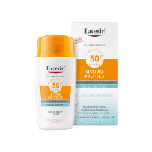 Eucerin Sun Face Hydro Protect Ultra-Light Fluid SPF 50+ 50ml, Facial Sunscreen with Non-Greasy Finish, Fast-Absorbing and Ultra Broad Spectrum Face