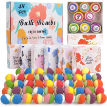 48 Natural & Organic Bath Bombs for Women and Kids, Rich in Essential Oils, Relaxation and Stress Relief, BathBombs Gift Set for Mothers Day, Easter &
