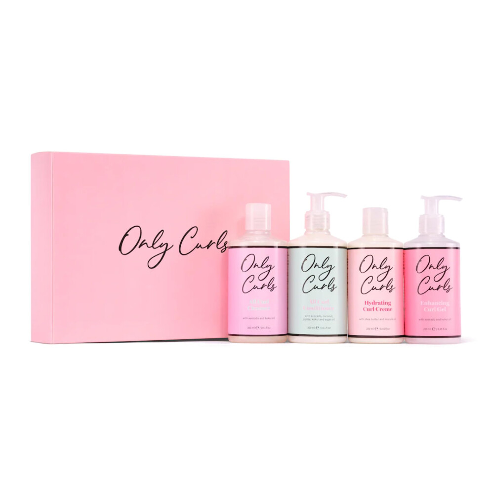 Only Curls Full-Size Bundle, 250Ml & 300Ml, Curly Hair Product Set, Nourishing Shampoo, Detangling Conditioner, Curl Creme & Enhancing Curl Gel,