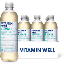 Vitamin Well Pineapple & Wild Strawberry Flavouredwater? Enriched with Vitamin B12, Folic Acid, Magnesium, Zinc, Low Calorie ? 12 x 500m (ELEVATE)