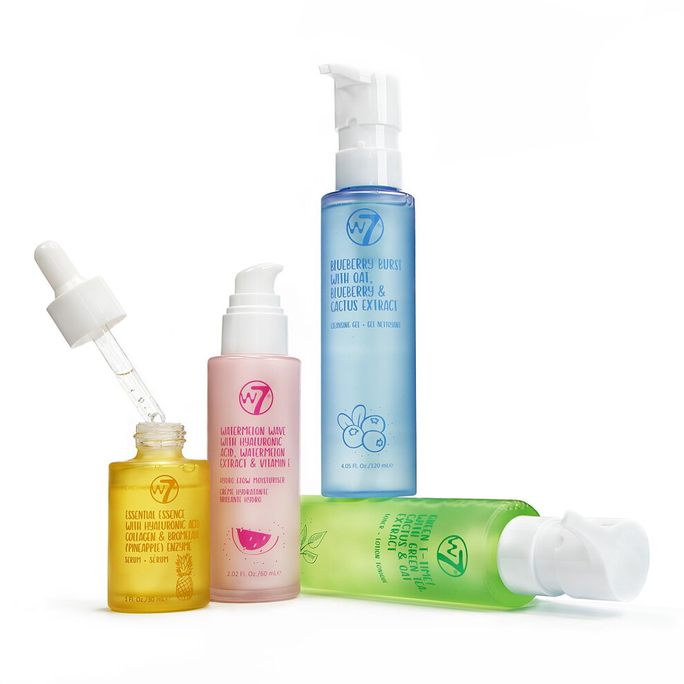 W7 Skin Refresh Skincare Set | Face Cleanser, Toner, Serum & Moisturiser | Hydrating & Glow Boosting Routine | Full Size, Long Lasting Products To Use