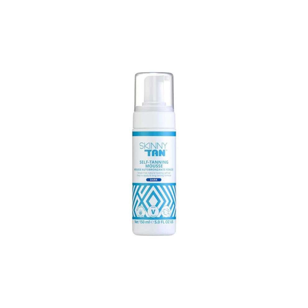 Skinny Tan Dark Mousse 150Ml, Instant Fake Tan Mousse, Coconut And Vanilla Aroma, Cruelty Free & Vegan Skincare For Radiant Natural Glow - Easy To