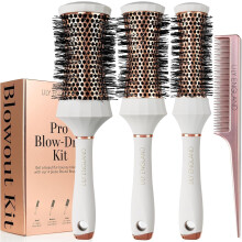 Lily England Round Hair Brush Set, 4 Piece Professional Blow Dry Kit with 3 Round Brushes and Comb for Styling, Beauty Gifts Sets for Women