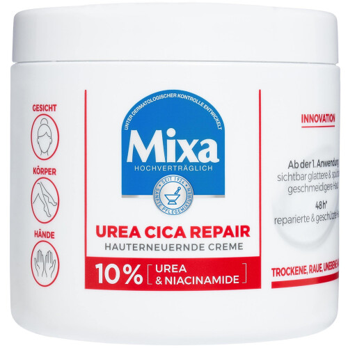 Mixa Urea Skin Renewing Cream with Urea & Niacinamide for Dry and Rough and Uneven Skin, Repairs and Smooths, Moisturiser for the Body, Hands and