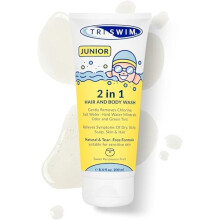 TRISWIM Junior After Swim Hair & Body Wash For Kids | Natural & Tear Free | Gently Removes Pool Chlorine & Odors | Prevents Skin Itching | Sweet