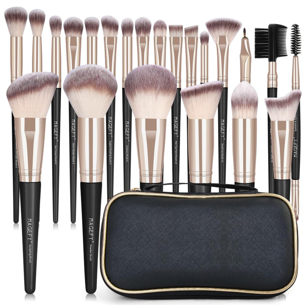Magefy Makeup Brushes 22Pcs Professional Makeup Brush Set Blending Foundation Powder Blush Concealers Eyeshadow Eyebrow Eyeliner Brushes Premium Synthetic