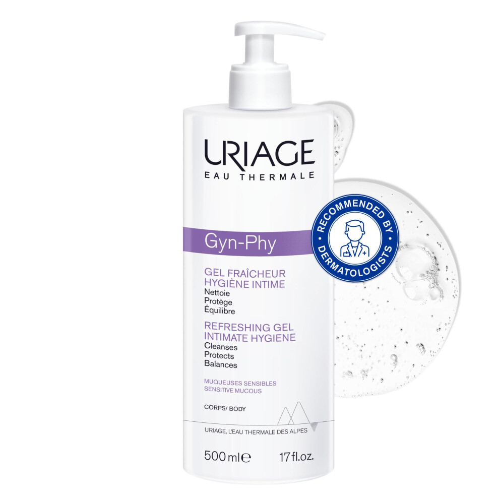 Uriage Gyn-Phy Refreshing Intimate Cleansing Gel 500Ml - Cleanses And Preserves Natural Balance - Physiological Ph And Glyco-Gyn Complex - Floral