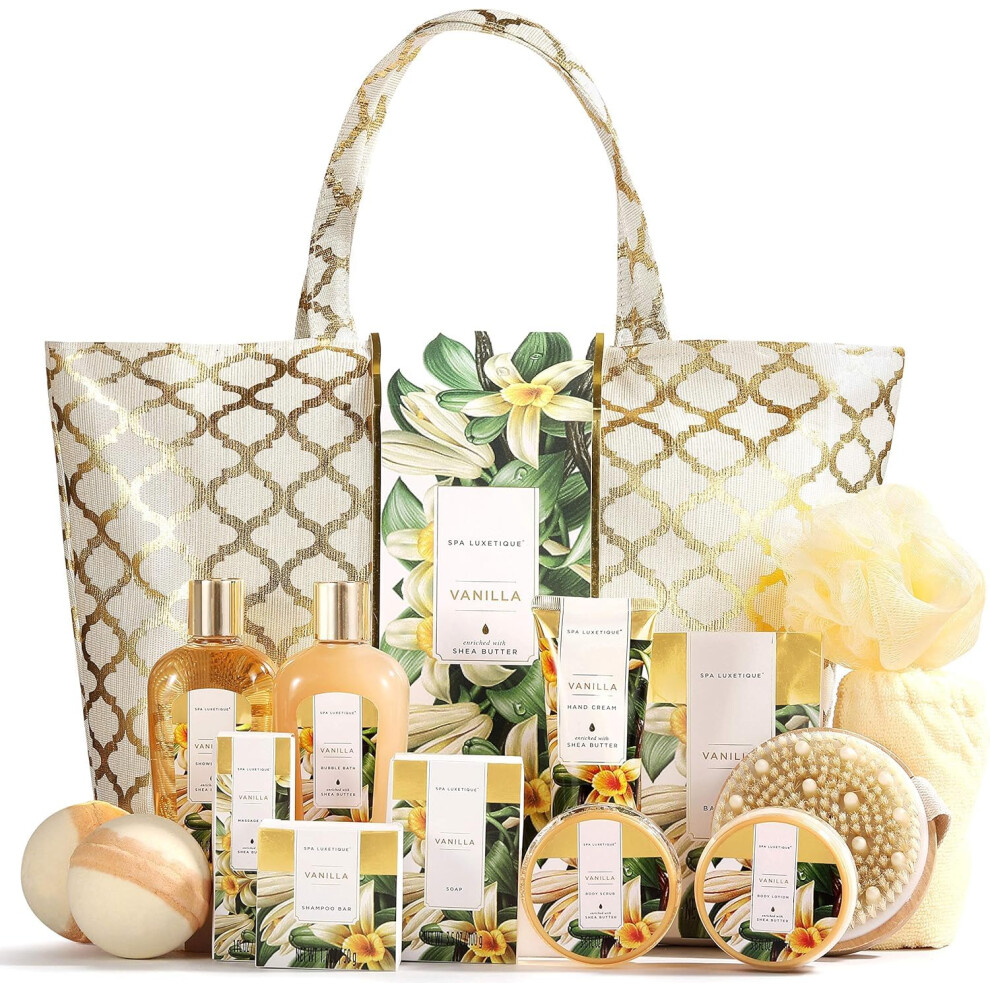 Spa Luxetique Bath Sets For Women Gifts 15Pcs Spa Gift Set, Vanilla Spa Set With Bubble Bath, Body Scrub, Pamper Gifts For Women, Mothers Day Gifts,