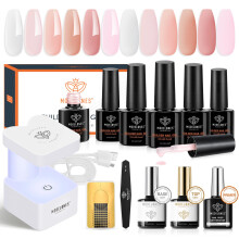 MODELONES 8-in-1 Nail Builder Gel Kit, 6 Colors Clear Pink Builder Gel with Mini Nail Lamp& Nail Forms Set, Hard Gel Builder for Nails Extension