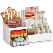 Subsky Makeup Organiser with Drawers, Make Up Storage Cosmetic Dressing Table Organiser Makeup Box with Drawerds for Dresser, Bedroom, Bathroom