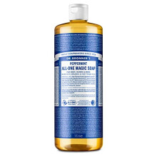 Dr Bronner's 18-in-1 Peppermint Pure-Castile Liquid Soap, Made with Organic Oils, Used for Face, Body, Hair, Laundry, Pets and Dishes, Certified Fair