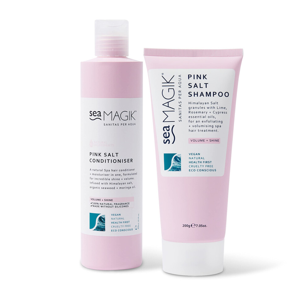 Sea Magik Pink - Natural Silicone Free Shampoo And Conditioner, Exfoliating Salt Granules, Professional Spa Hair And Scalp Treatment With Fragrance,