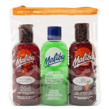 Malibu Sun Fast Tanning Travel Essentials, SPF 4 Bronzing and Beta Carotene Oil, Soothing Aloe Vera After Sun Gel, Water Resistant, Tropical Coconut
