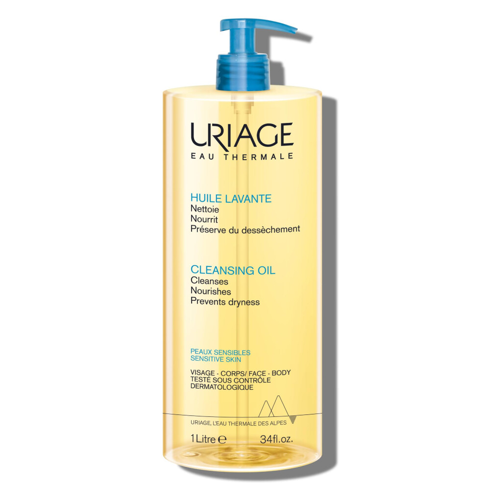 Uriage Cleansing Oil 1L - Body & Face - Sensitive Skin - Cleanses, Nourishes, Prevents Dryness - With Gentle Superfatting Agents Leaving A Soft,