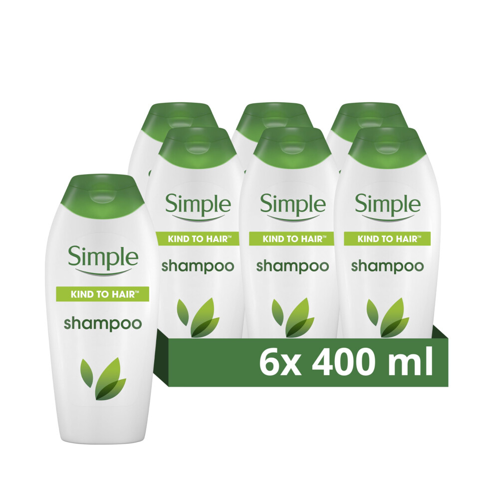 Simple Kind To Hair Gentle Cleansing Shampoo With Vitamin B5, Chamomile Oil, And Glycerin Hair Care For Healthy, Shiny Hair 6X 400 Ml