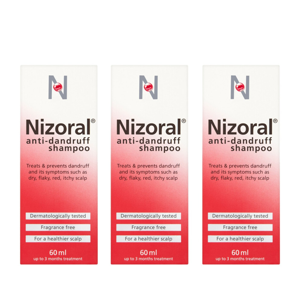 Nizoral Anti Dandruff Shampoo Ketoconazole Treatments Fragrance Free 3 X 60Ml