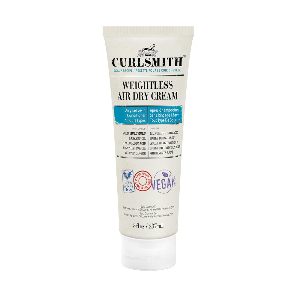 Curlsmith Cream - Weightless Air Dry - Vegan Leave-In Conditioner For Any Hair Type, Smooths Hair (237Ml)