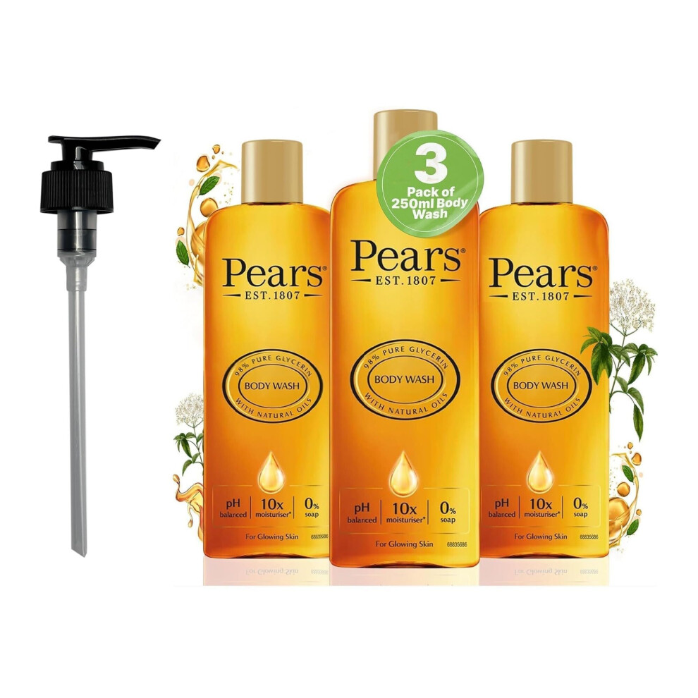 Pears Pure & Gentle Moisturising Liquid Body Wash - Enriched With Glycerin And Natural Oils, 10X More Moisturiser* - Soap-Free Cleanser Ideal For Men