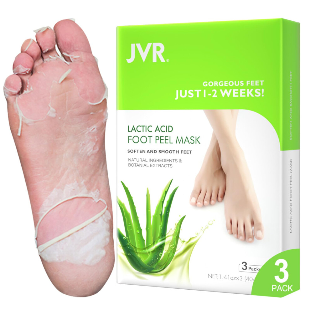 Foot Peel Mask, 3 Pack JVR Feet Exfoliating Mask, Moisturizing Socks, Footskin Care for Callus, Restoring Cracked Heel Dead, Dry, Hard Skin, Baby Soft-image-OPC-PK52VSN-NEW