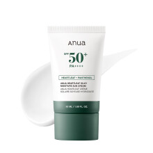 ANUA Heartleaf Silky Moisture Sun Cream SPF 50 PA++++, Korean Sunscreen, Face Sunscreen, Niacinamide, Fragrance Free, Travel Essentials, Low White