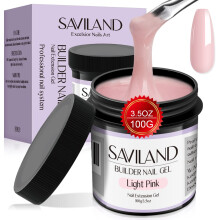 Saviland 100g Light Pink Builder Nail Gel ? 3.53oz Hard Gel for Nails Large Capacity Nail Strengthen Gel for Nail Extension Nail Art Manicure Starter