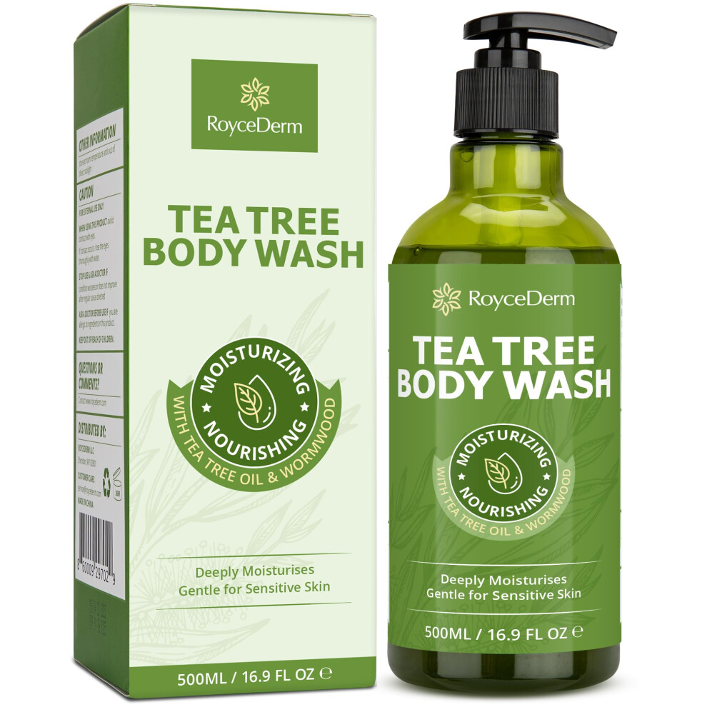 RoyceDerm Tea Tree Body Wash & Soap: Skin Care for Body Odor, Back Acne, Folliculitis, Tinea Versicolor, Jock Itch, Athlete?s Foot, and Ringworm --image-OPC-PK52WP9-NEW