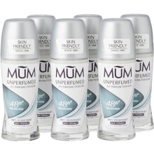 Mum Unperfumed Roll On Deodorant, 48 Hours Plus Protection, Alcohol Free Womens Mens Deodorant, Anti-Perspirant, Vegan, Sustainable Glass Bottle,