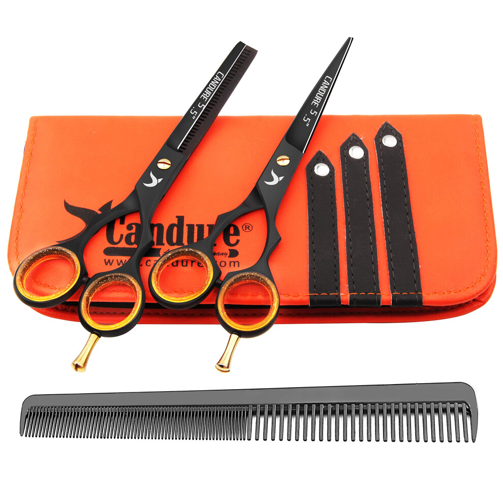 Candure Hairdressing Cutting Scissors Barber And Thinning Salon Shears Set 5.5 Inch