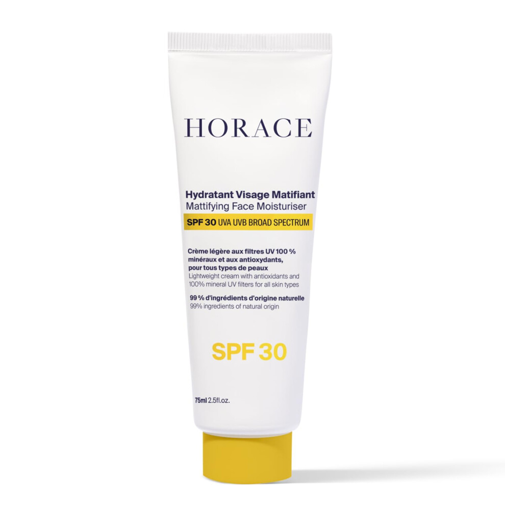 Horace Cream Mattifying Face Moisturiser Spf30 For Men - Natural Hydrating With Uv Protection - Premature Ageing Prevention - Skincare For All Skin