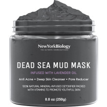 New York Biology Dead Sea Mud Mask for Face and Body Infused with Lavender - Spa Quality Pore Reducer for Acne, Blackheads and Oily Skin - Tightens