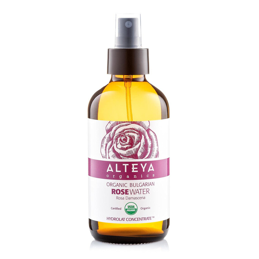Alteya Organics Alteya Organic Rose Water Spray 240 Ml Glass- 100% Pure Organic Rosa Damascena (Damask Rose) Hydrolat - No Additives - Usda Certified Organic - Face