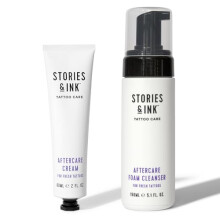 Stories & Ink Tattoo Aftercare Duo - 2-Step Routine for Fresh Tattoos, Contains: Cream & Foam Cleanser