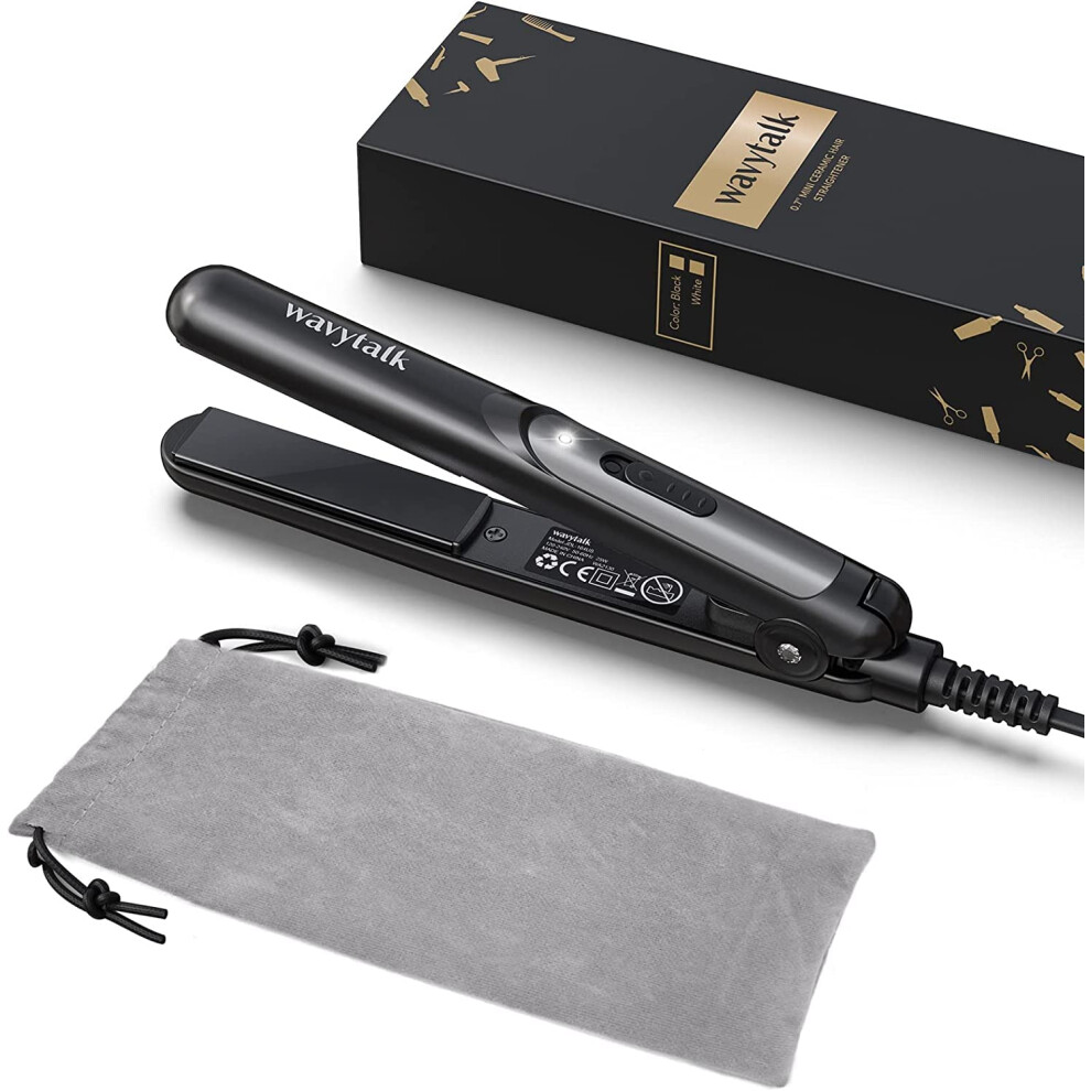 Wavytalk Black Mini Hair Straightener For Short Hair, Small Straighteners Travel Size Straighteners And Ceramic Plate, Quick And Easy Styling,
