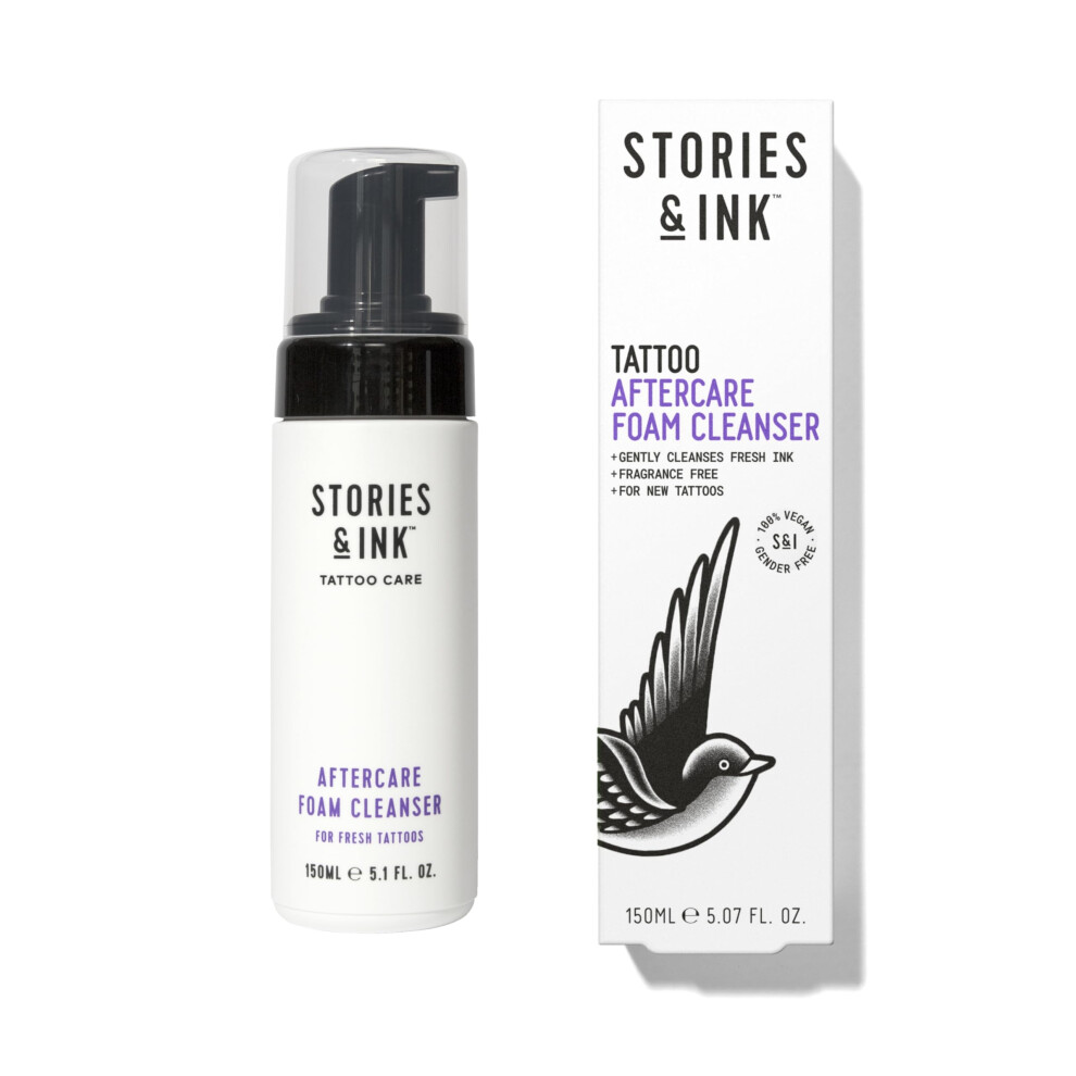 Stories & Ink | Tattoo Aftercare Foam Cleanser - For Fresh Tattoos, Soothes And Heals, Ultra Gentle, Soap & Sulfate Free