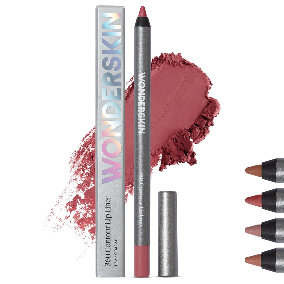 Wonderskin Lip Liner Pencil - 360 Contour Lipliner, Long Lasting, Sharpenable, Waterproof And Transfer-Proof Nude Lip Liner Pencil (Rosewood)