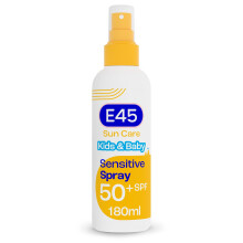 E45 Kids and Baby Sunscreen SPF50+ Spray for Face With Avocado Oil - UVA and UVB Protection- Dermatologically Tested and Fragrance-Free - Suitable For