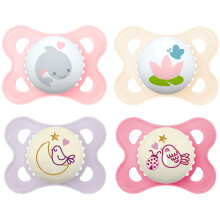 MAM Day & Night (2+2) SkinSoft Silicone Soothers 0-6 months, 4 pieces, 2 travel boxes