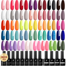 Phoenixy Gel Nail Polish Set, 36 Colours Gel Nail Polish Red Orange Purple Gel Nail Varnish Set Soak Off UV Gel Nail Kit with Glossy Matte Glitter