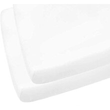 DTEX HOMES 2 x Cot Bed Fitted Sheets Anti-Allergy Anti-Bacterial 100% Egyptian Cotton 200 Thread Count Cot Bed Nursery Bedding, White - 60 x 120 cm