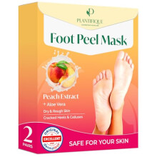 Plantifique Foot Peel Mask ? 2 Pairs Exfoliating & Dermatologically Tested Foot Treatment, Removes Dead Skin & Repairs Heels for Soft Feet ? Peach
