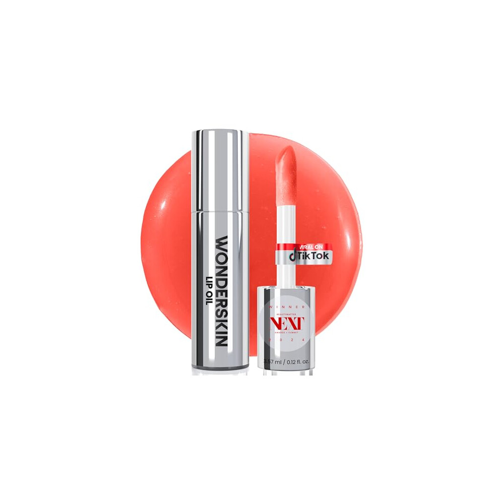 Wonderskin Red Lip Rehab Serum Oil - Tinted Lip Oil For Women, Hydrating, Moisturizing, And Non-Sticky Bright Tint Serum For Dry Lips (Flirt)