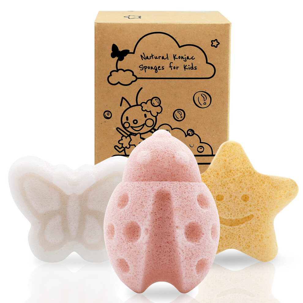 Konjac Baby Sponge For Bathing, Cute Shapes Natural Kids Bath Sponges For Infants, Toddler Bath Time, Natural And Safe Plant-Based Konjac Myhomebody