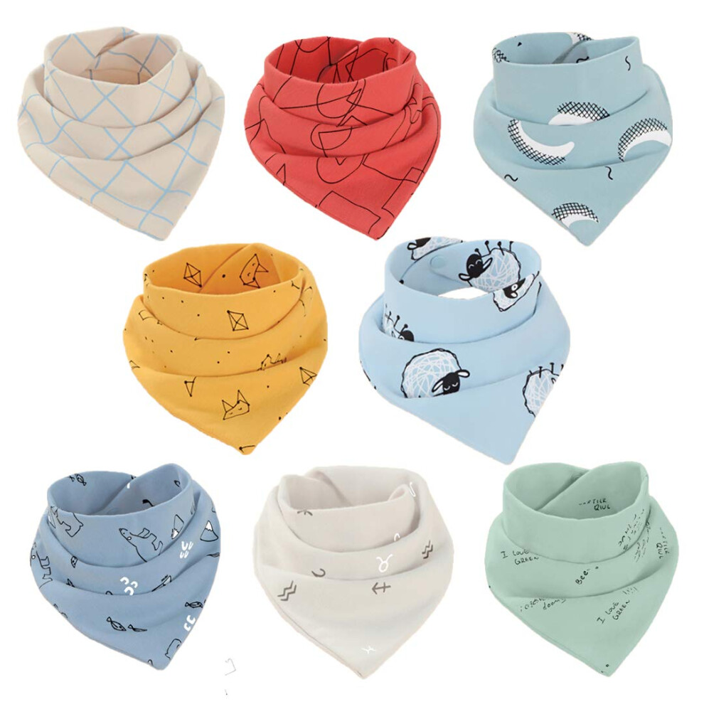 Baby Bandana Bibs Cotton Dribble Bibs Drool Bibs Soft And Absorbent Saliva Towel For Toddlers Boys, 8-Pack Atopo
